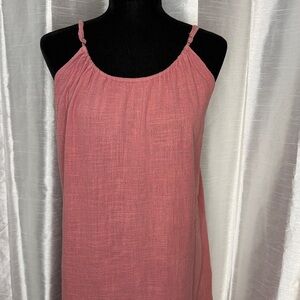 Kona Sol Pink Rose Dress Sleeveless Pleated Ruffle Women’s S Adjustable Strap